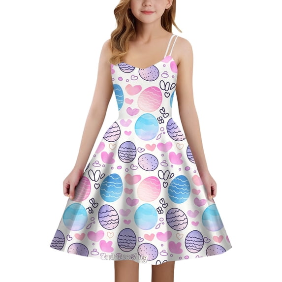 MuXiKeJi Clothes Easter Day Dresses Toddler Girl Happy Easter Cartoon Rabbit Flutter Sleeve Soft Party Dance Skirt Flower Summer Dresses for Girl