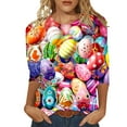 thumbnail image 1 of MuXiKeJi Clothes Easter Shirts for Women V Neck 3/4 Sleeve Happy Easter Day T-Shirts Bunny Peeps Eggs Graphic Top, 1 of 3