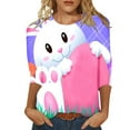 thumbnail image 1 of MuXiKeJi Clothes Easter Shirts for Women V Neck 3/4 Sleeve Happy Easter Day T-Shirts Bunny Peeps Eggs Graphic Top, 1 of 3