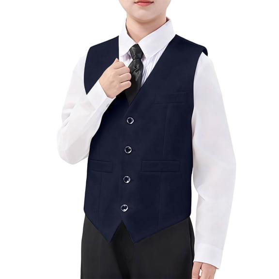 MuXiKeJi Clothes Elegant Boys Formal Vest For Wedding Pageant And Performance Sleeveless Adjustable Back Design