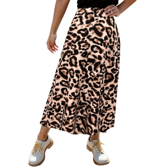 MuXiKeJi Clothes Elegant Floral Print Satin Maxi Skirt with High Waist and Side Slit for Summer Casual Party Wear