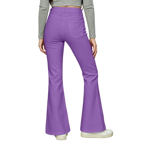 MuXiKeJi Clothes Girl Uniform Flare Leg Trouser High Waist Bootcut Dress Pants | Girl Uniform Flare Leg Trouser High Waist Bootcut Dress Pants,9-10 Years