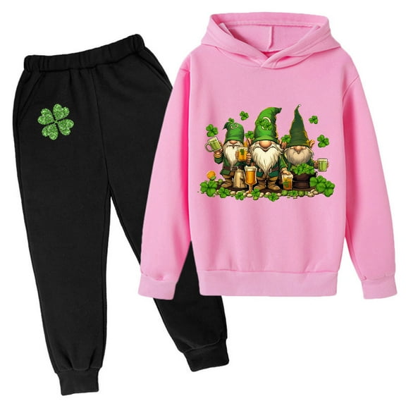 MuXiKeJi Clothes Girl's St Patrick's Day Lounge Sets 2 Piece Sweatsuits Loose Fit Hooded Sweatshirt and Pants Fall Winter Outfits