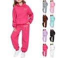 thumbnail image 1 of MuXiKeJi Clothes Girls 2 Pieces Outfits 2t Cartoon Print Long Sleeve Cute Hooded Sweatshirt Top Pocket Elastic Waist Pants Children Unisex 2 Pc Sweatsuit Set, 1 of 7