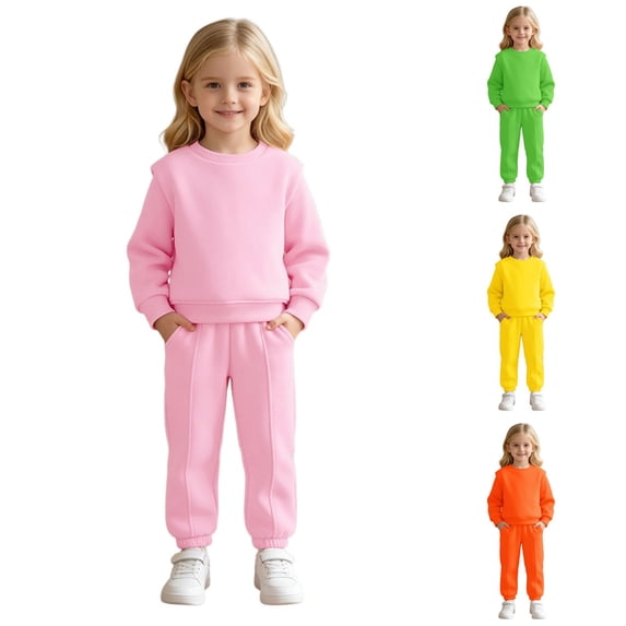 MuXiKeJi Clothes Girls 2 Pieces Outfits Fall Cute Print Long Sleeve Fashion Pullover Hoodie Sweatshirt and Jogger Sweatpants Clothing Children 2 Piece Outfits