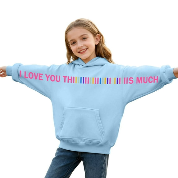 MuXiKeJi Clothes Girls Boys Secret Message Hoodie I Love You Thiiiiiis Much Letter Print Valentines Sweatshirts Casual Pullover Tops