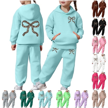 MuXiKeJi Clothes Girls Clothing Sets Size 8 Letter Print Long Sleeve Fashion Hoodie Pullover Tops and Pants Fall Kids 2pcs Outfits