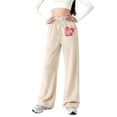 thumbnail image 1 of MuXiKeJi Clothes Girls' High Waist Pants Youth Wide Leg Trousers Blue Button Detail Casual Party School Spring Autumn Vintage Style 14-16Y, 1 of 4