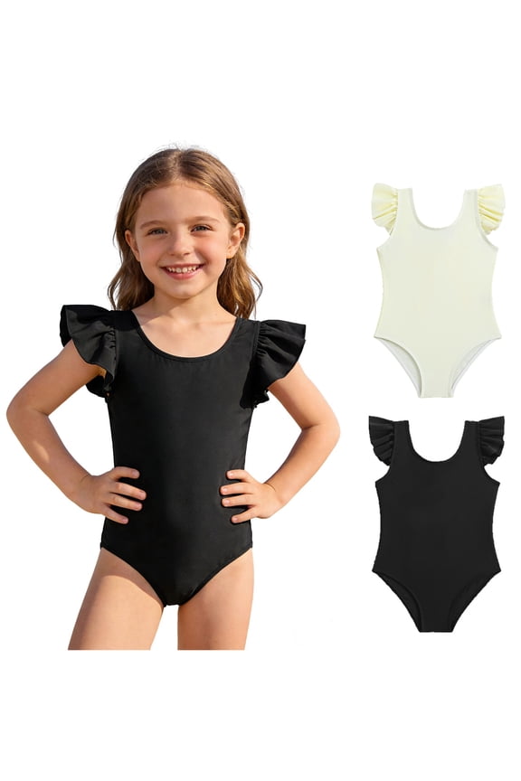Girls One Piece Swimsuit Size 7-8 Cute Bow Tankini Sets Lightweight Crossback Floral Print Ruffle Bathing Suit Stretch Strap Modest Swimwear