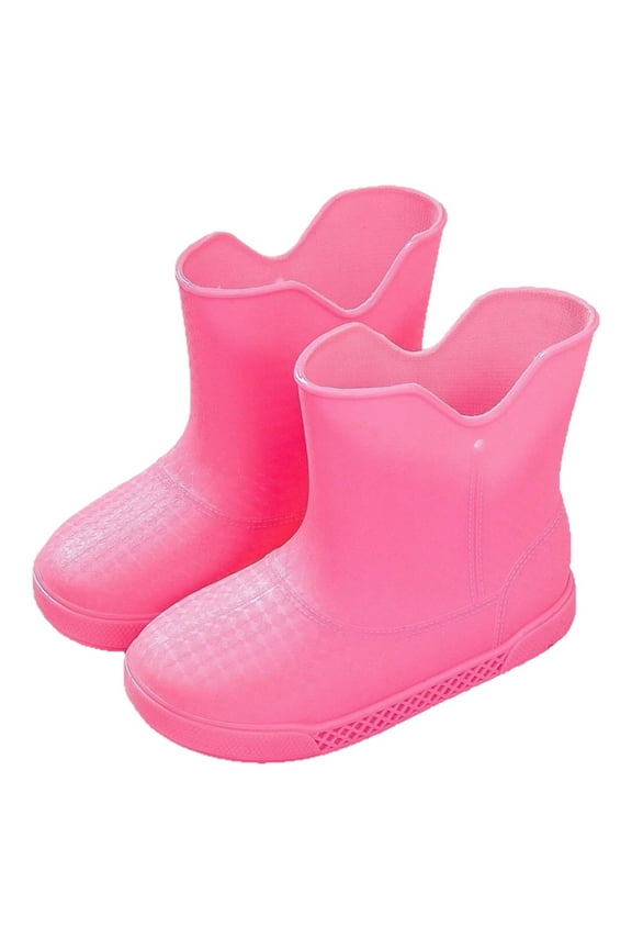 Girls Rain Boots For Spring Summer Childrens Rubber Shoes Fashionable Cute Solid Color Mid Top Tube Design