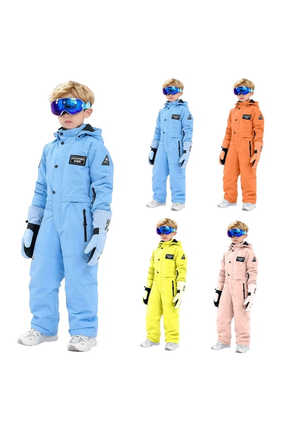 Girls Snowsuit Waterproof Snowboarding Coveralls One Piece Ski Suit for Kids Winter Outdoor Windproof Jumpsuits