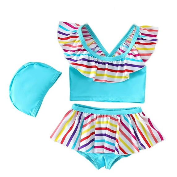 MuXiKeJi Clothes Girls Swimsuit 2 Piece Halterneck Cross Straps Girls Tankini Top Drawstring Prints Shorts Bathing Suit for 9-16Y
