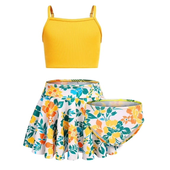 MuXiKeJi Clothes Girls Swimsuit Two Piece Bathing Suit Adjustable Straps Kids Bikini Sets Swimwear 9-16Y