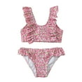 thumbnail image 1 of MuXiKeJi Clothes Girls Swimsuit Two Piece One Shoulder Bathing Suit with Chest Pad Color Block Bikini 7-16 Years, 1 of 6