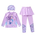 thumbnail image 1 of MuXiKeJi Clothes Girls Tankini Swimsuit Solid Ruched Side Square Neck Top with Tropical Printed Shorts 2 Piece Girls Bathing Suits, 1 of 3