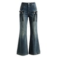 thumbnail image 1 of MuXiKeJi Clothes Girls Y2K Jeans Baggy Embroidered Stretch Flared Denim Pants Versatile Casual Bottoms for Big Kids Tweens Girls Denim Jeans, 1 of 8
