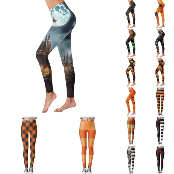 MuXiKeJi Clothes Halloween Leggings for Women High Waisted Fall Athletic Workout Legging Soft Stretch Printed Gym Yoga Pants Plus