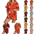 thumbnail image 1 of MuXiKeJi Clothes Halloween Pajamas Women,Halloween Pajama Women Set Ghost Pumpkin Print Short Sleeve Button Shirts Matching Shorts Set Cute Plus Size Pjs,Women Halloween pjs, 1 of 5