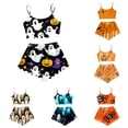 thumbnail image 1 of MuXiKeJi Clothes Halloween Pajamas Women Sleepwear Cute Matching Couples Spooky Skeleton Pjs Lettuce Trim Cami And Shorts Pajama Set, 1 of 4
