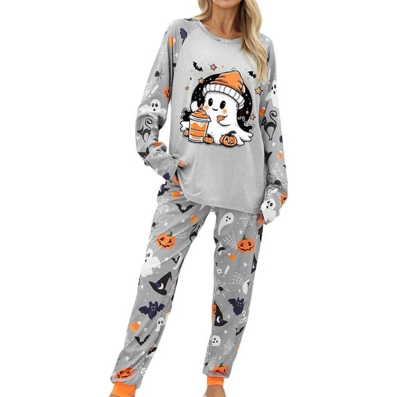 MuXiKeJi Clothes Halloween Pajamas Women,Women Pajama Sets Soft Comfortable Sleepwear Two Piece Outfit Cozy Nightwear Casual Home Wear Set,Plus Size Halloween Pajamas
