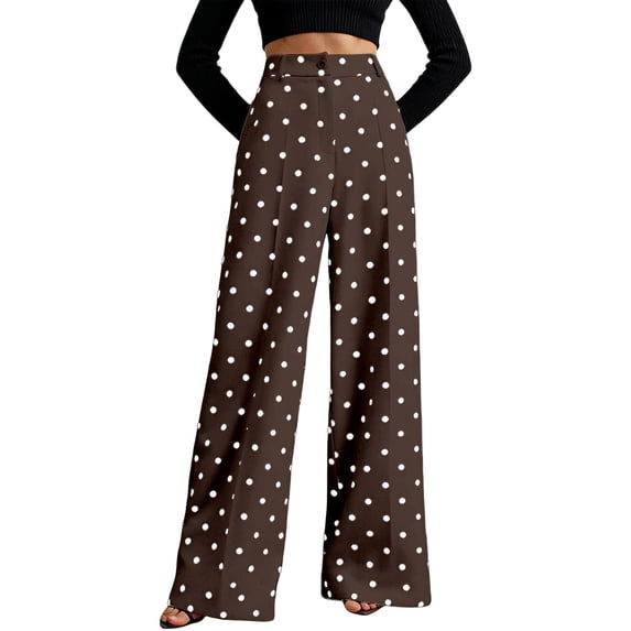 MuXiKeJi Clothes High Waist Button Front Wide Leg Cropped Trousers for Women Loose Fit Comfortable Daily Wear Casual Pants