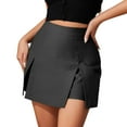 thumbnail image 1 of MuXiKeJi Clothes High Waisted Elastic Mini Skort with Double Slit Side Zipper A-Line Short Skirt Pants for Women, 1 of 7