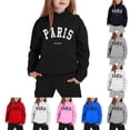 thumbnail image 1 of MuXiKeJi Clothes Kid Outfits Girls Graphic Print Long Sleeve Loose Hooded Sweatshirt Top Pocket Elastic Waist Pants Children Fall Coat Kids, 1 of 4
