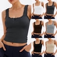 thumbnail image 1 of MuXiKeJi Clothes Lace Tank Tops for Women Square Neck Sleeveless Summer Y2k Sexy Slim Tops Girls Cropped Casual Basic Undershirts, 1 of 7