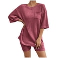 thumbnail image 1 of MuXiKeJi Clothes Lounge Sets For Women 2 Piece Ribbed Knit Shorts Set Casual Short Sleeve Tops Biker Shorts Vacation Cruise Outfits, 1 of 5