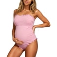 thumbnail image 1 of MuXiKeJi Clothes Maternity Swimsuit One Piece Bathing Suit Button Neck Cross Back, 1 of 8