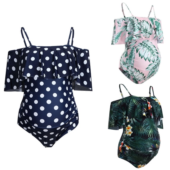 MuXiKeJi Clothes Maternity Swimsuit One Piece Bathing Suit for Women Pregnancy Swim Ribbed Ruched Modest Swimwear Beach Wear