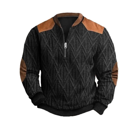 MuXiKeJi Clothes Men's 3D Printed Half Zip Hoodless Sweatshirt Autumn Winter Pullover Top Fashion Casual Long Sleeve Crew Neck