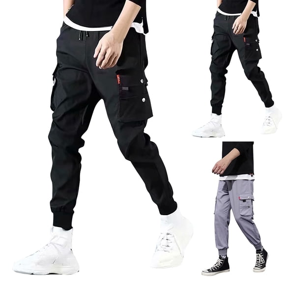 MuXiKeJi Clothes Men's Cargo Pants Casual Joggers Elastic Waist Drawstring Tapered Pants for Men Trousers Relaxed Fit with Pockets