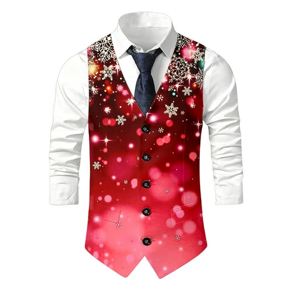 MuXiKeJi Clothes Men’s Christmas Vest,Fashion Festival Outerwear Vests,Holiday Season Christmas Prom Apparel Adult Winter Warm Clothes
