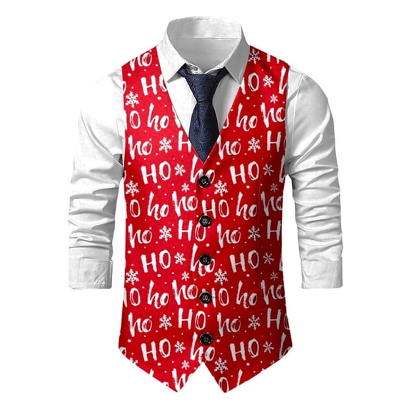 MuXiKeJi Clothes Men’s Christmas Vest,Printed Festive Party Outerwear Jacket,Holiday Graphic Sweater Vest Adult Fall Winter Clothes