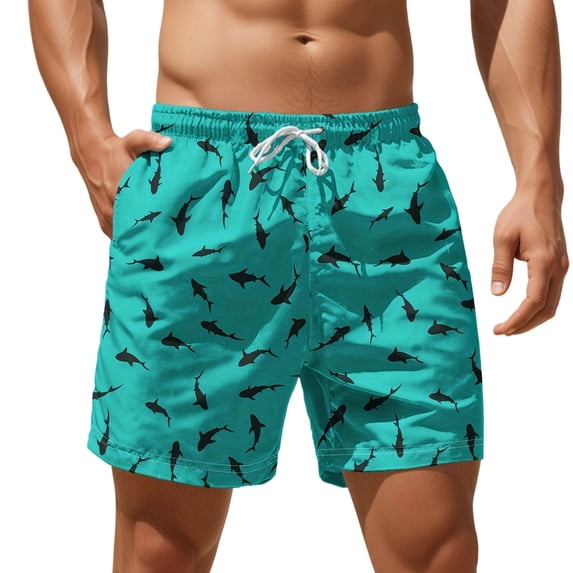 MuXiKeJi Clothes Men's Swim Trunks Elastic Waist Drawstring Quick-Dry Beach Shorts 5 Inch Inseam Side Pockets Bathing Suit Boardshorts