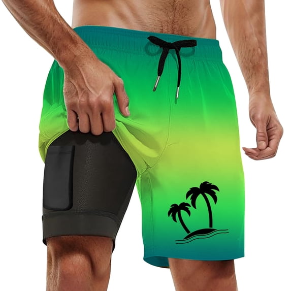 MuXiKeJi Clothes Men's Swim Trunks Elastic Waist Drawstring Quick-Dry Beach Shorts 5 Inch Inseam Side Pockets Bathing Suit Boardshorts