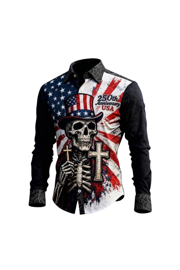 Men's USA Flag Graphic Pullover American Patriotic Half Zip Stand Collar Long Sleeve Sweatshirts US 250th Anniversary Polo
