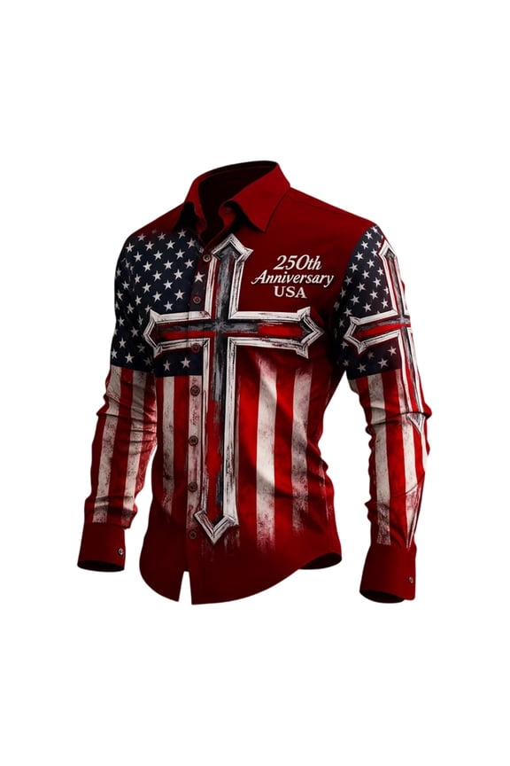 Men's USA Flag Graphic Pullover American Patriotic Half Zip Stand Collar Long Sleeve Sweatshirts US 250th Anniversary Polo