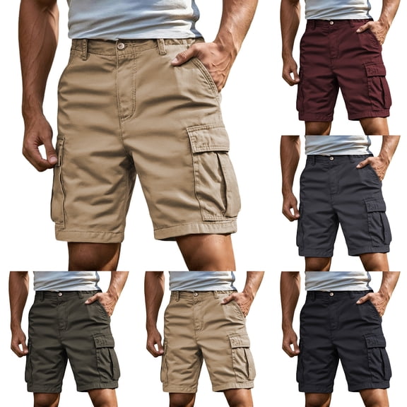 MuXiKeJi Clothes Mens Cargo Shorts 7 Inch Inseam Elastic Waist Stretch Work Shorts Relaxed Fit Hiking Chino Short Multi Pockets