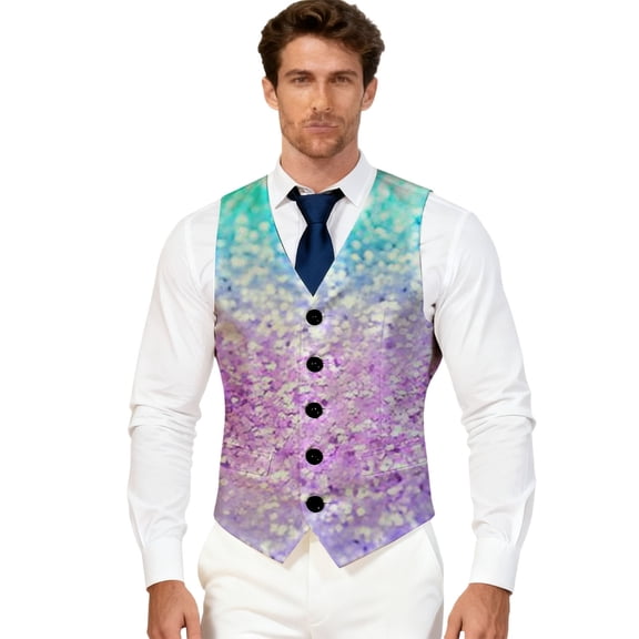 MuXiKeJi Clothes Mens Sequins Suit Vest Formal V-neck Shiny Waistcoat Prom Party Tuxedo Vests