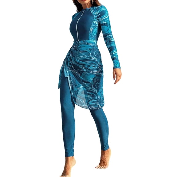 MuXiKeJi Clothes Swimsuits for Women Modest Full Cover Swimwear Short Top Pants Hijab Swimsuit Rashguard