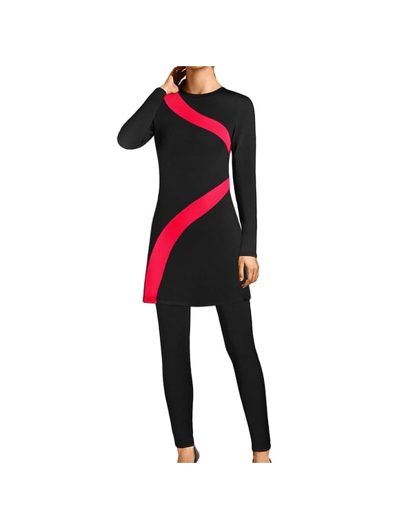 Swimsuits for Women Swimwear Long Sleeve Full Cover Swimsuit Hijab Rash Guard, 3pcs Set