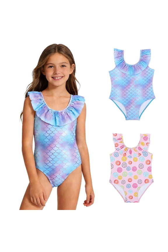One Piece Swimsuit for Girls 6 High Waisted Girls Swimwear Tankini Lightweight Solid Color Bathing Suit Ruched Adjustable Strap Modest Swimwear