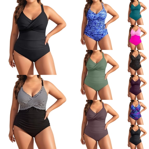 MuXiKeJi Clothes One Piece Swimsuits for Women Plus Size Tummy Control Swimsuit Push Up Bathing Suit Full Coverage Slimming Swimwear