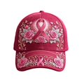 thumbnail image 1 of MuXiKeJi Clothes Pink Ribbon Cancer Awareness Hat Floral Print Baseball Cap Adjustable Fit Women Support Awareness Cap, 1 of 4