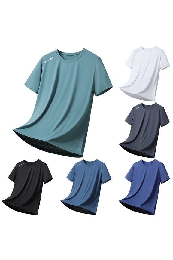Quick Dry Ice Athletic Silk T-Shirts for Men, Athletic Short Sleeve Moisture Wicking Tee for Running,Training （1 Piece）