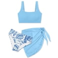 thumbnail image 1 of MuXiKeJi Clothes Rash Guard for Girls Long Sleeve 3 Piece Teens Swimsuits Zip Up Bathing Suit with Pockets Boyshorts (6-16Y), 1 of 3