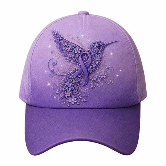 MuXiKeJi Clothes Ribbon Cancer Survivor Hat, Floral Hummingbird Awareness Baseball Cap for Women Gift