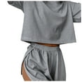 thumbnail image 1 of MuXiKeJi Clothes Short Sets for Women 2 Piece Outfits Summer Loose Lounge Set Ribbed Textured Knit Short Sleeve, 1 of 7